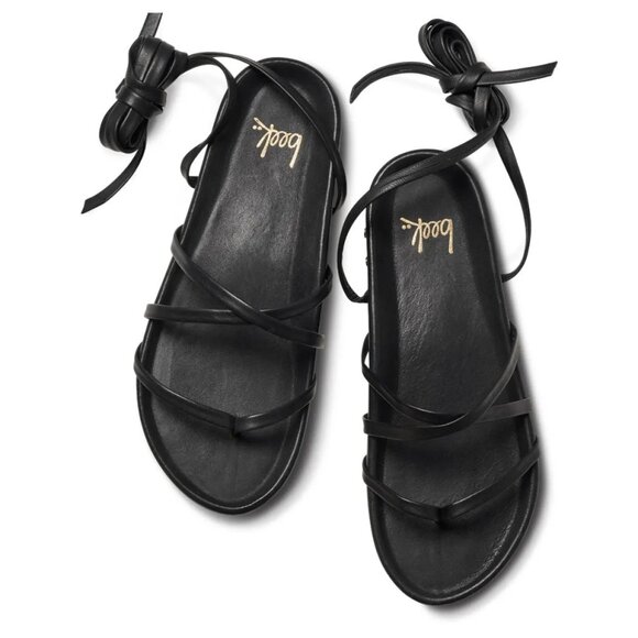 NEW BEEK Leather Canary Ankle Tie Sandals in BLACK for women 864mn - Picture 5 of 9